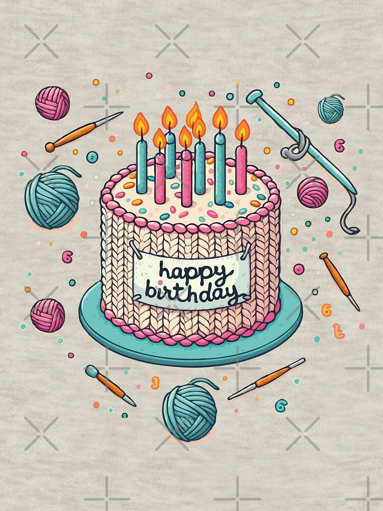 Happy birthday knitting lover cake by MommyVibeArts