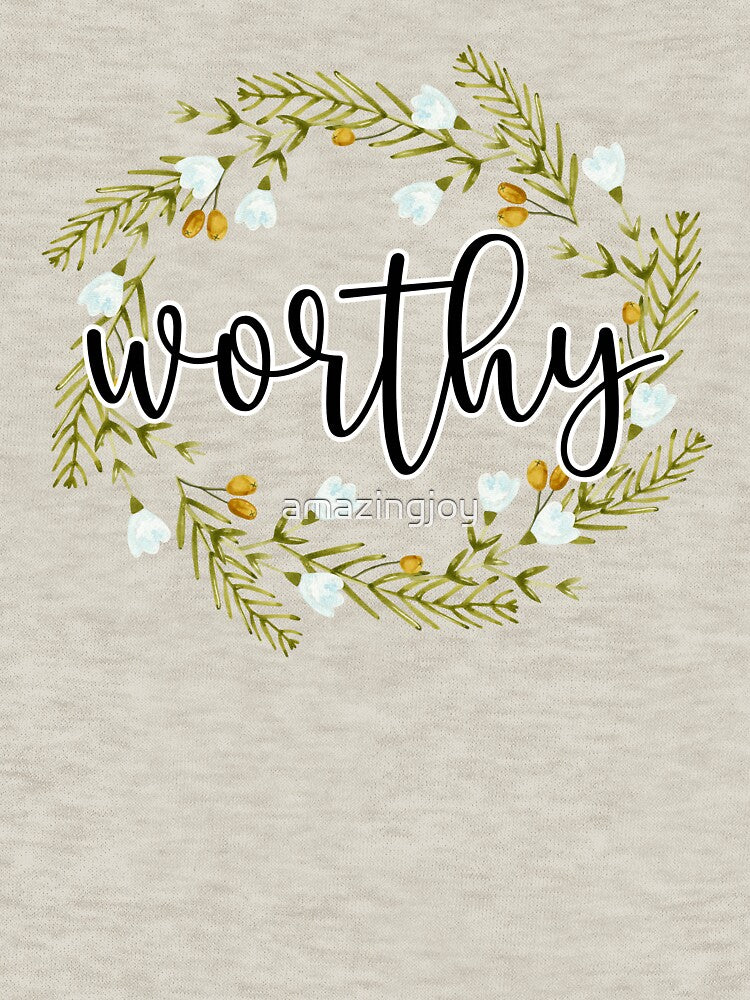 You Are Worthy Wreath Black Calligraphy by amazingjoy