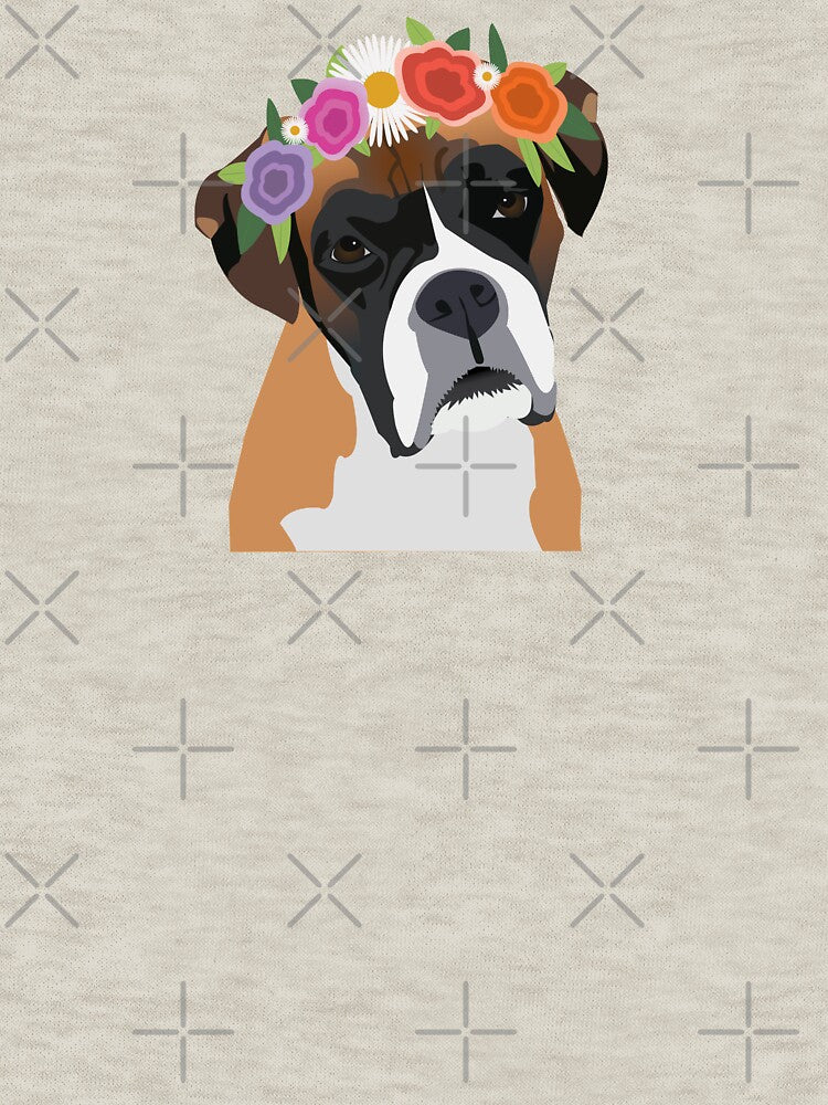 Boxer Dog wearing a Flower Crown by KCPetPortraits