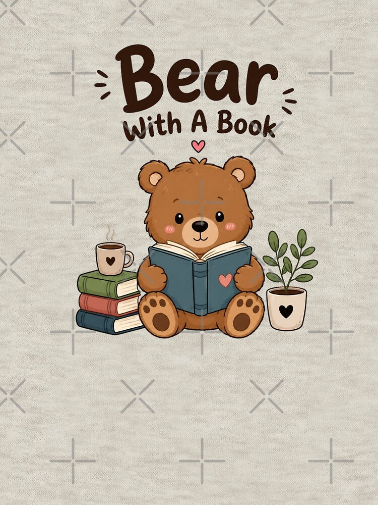 Bear With A Book – Cute Reading Bear Book Lover Design by Sanika arts