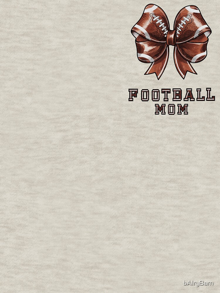Football Bow Design with 'Football Mom' Text on Leather Texture by bAIryBarn
