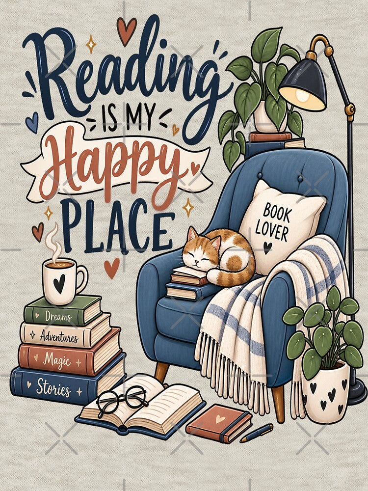 Reading Is My Happy Place – Cozy Book Lover Design by NovaNest  Studio