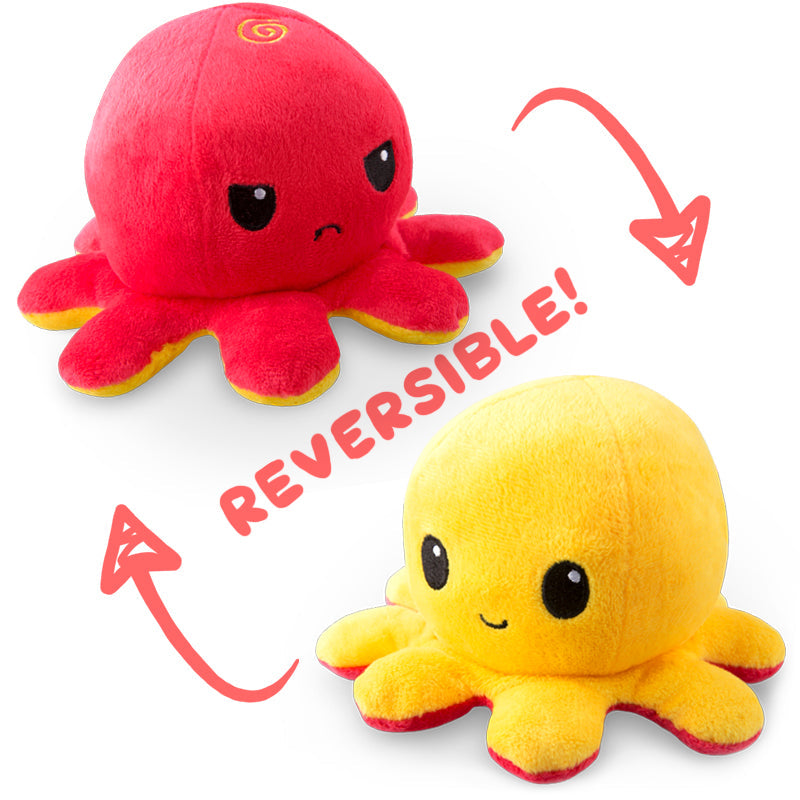 TeeTurtle Reversible Octopus Plushie (Red + Yellow) Unisex