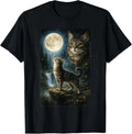 Funny Cat Art Design Cat Howling at The Moon Unisex