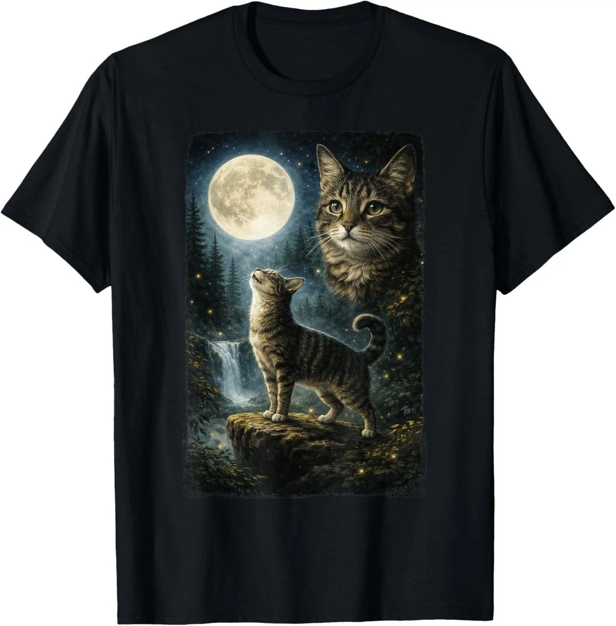Funny Cat Art Design Cat Howling at The Moon Unisex