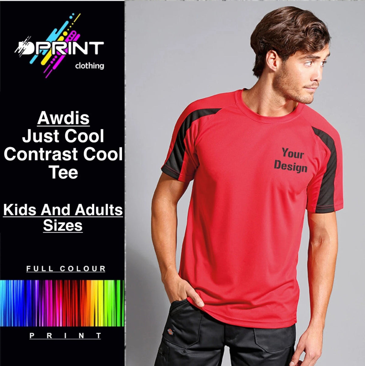 Custom Printed Personalised T-Shirt Gym Sports Football Running Adults Kids