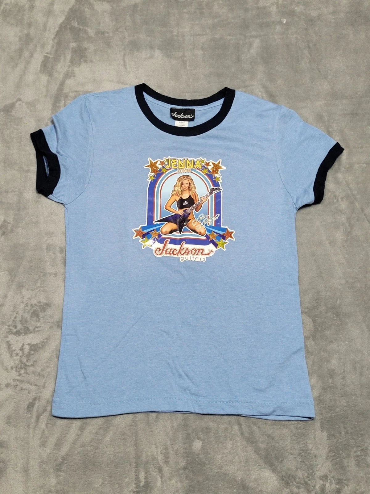 Jenna Loves Jackson Guitars Womens Blue Shirt Adult Star Jenna Jameson Size XL Unisex