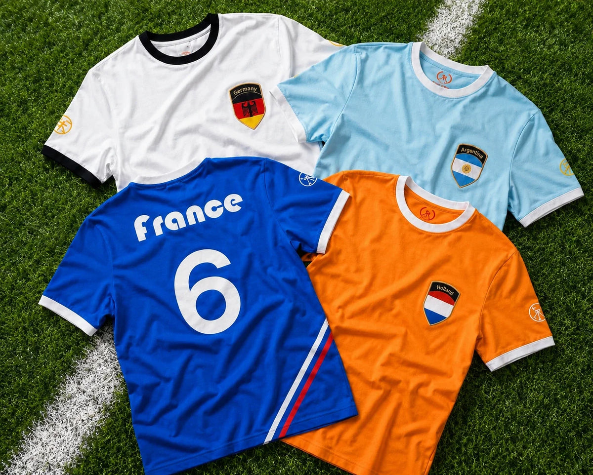 Retro Football T Shirt World Cup Fan Tee France Germany Holland Argentina Cotton Unisex