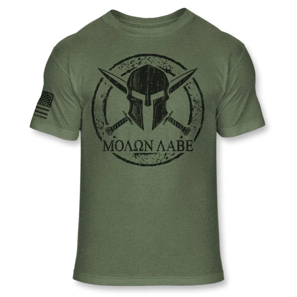 Molon Labe Spartan Helmet and Cross Swords Shirt - Soft Blend - A210 Unisex