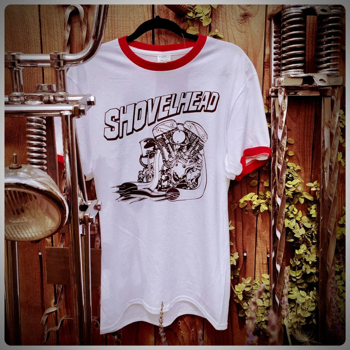 SHOVELHEAD OG FIRE ENGINE vintage style ringer 3d emblem screenstar harley biker Unisex