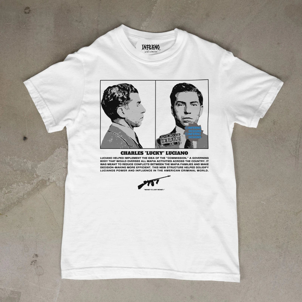 Mugshot Shirt, Lucky Luciano, Mob Mugshots, Mobster Mafia, Y2K Streetwear Shirt Unisex