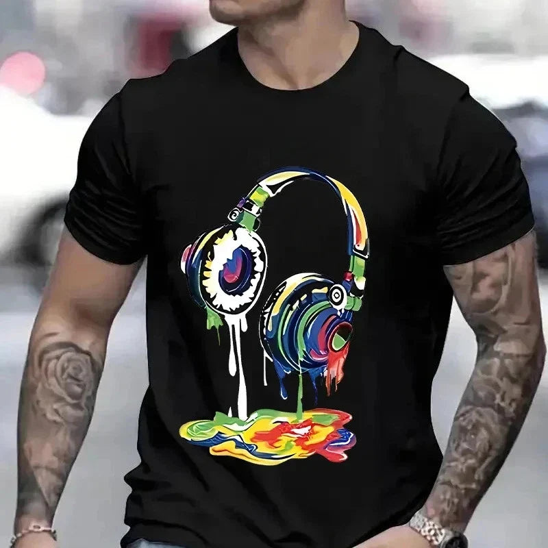 new Men's Oversized Hip Hop Graphic | Melting Headset Print | Unisex