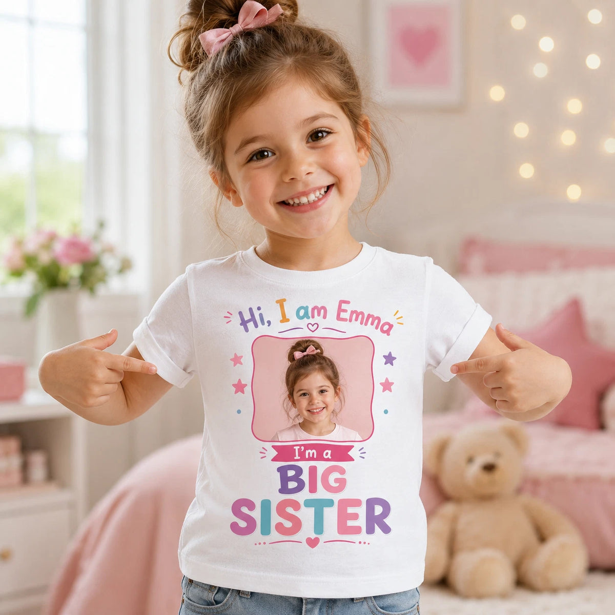 Big Sister Personalised Photo Girls T Shirt