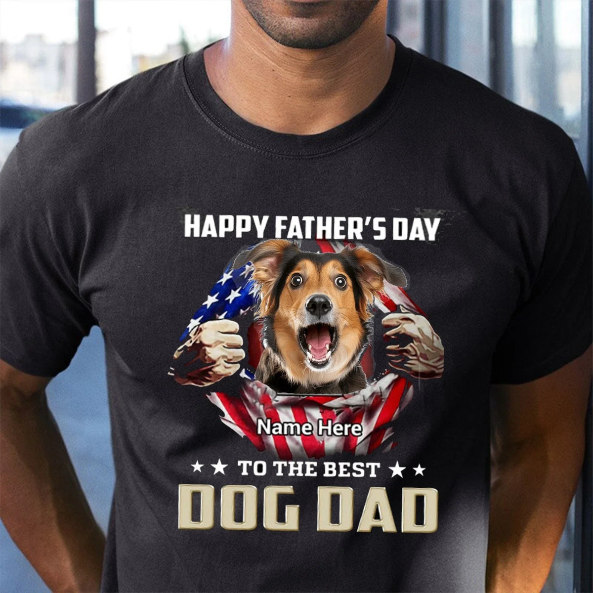 Happy Father's Day to The Best Dog Dad Tee, Funny Custom Your Dog Photo Tee Unisex