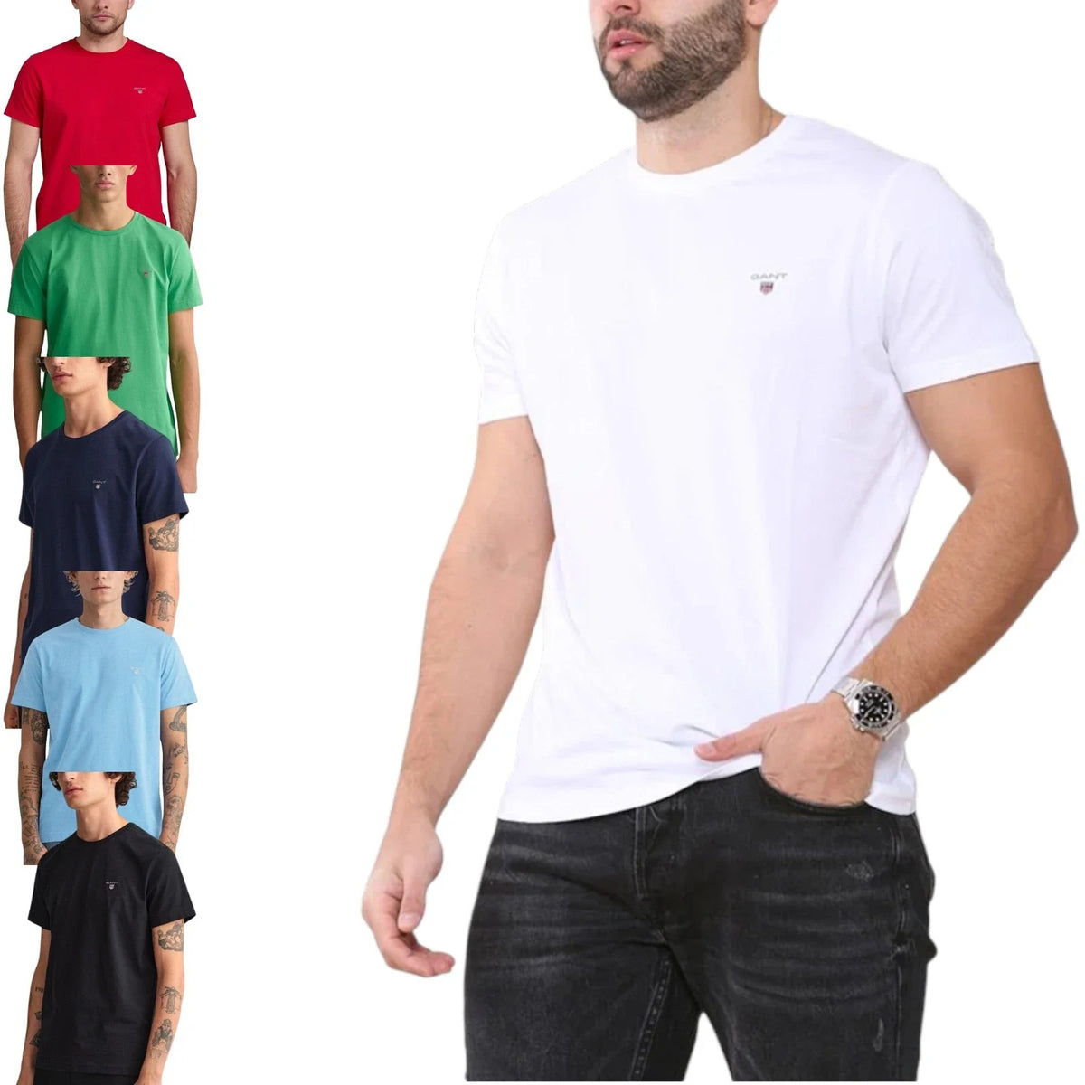 GANT Mens T Shirt Crew Neck Short Sleeve Cotton Logo Top Summer Casual Tee NEW Unisex