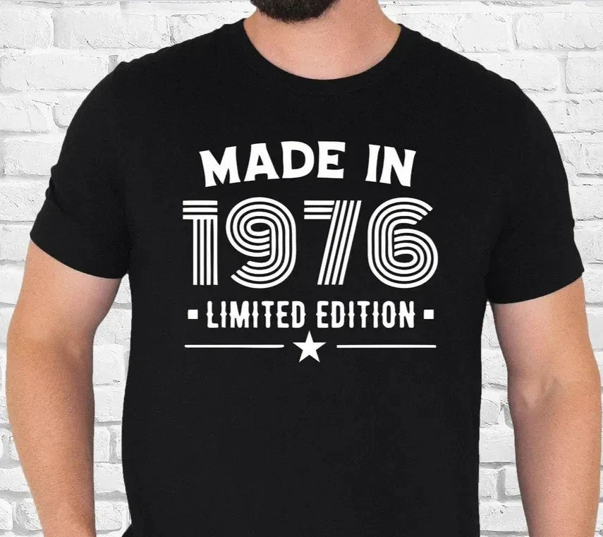 Personalised Made In 1976 Shirt Custom Birthday Gift Vintage Retro Tee Xmas Tops Unisex