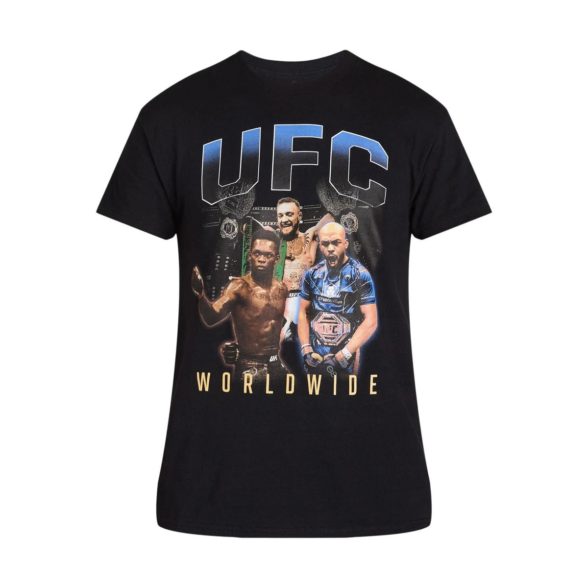 UFC Worldwide Men's Black Graphic Short Sleeve Crewneck s Tee: S-3XL Unisex