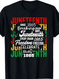 Juneteenth Mens Clothes Freedom Day Print Black TShirt,Casual Crew Neck Tshirt Unisex