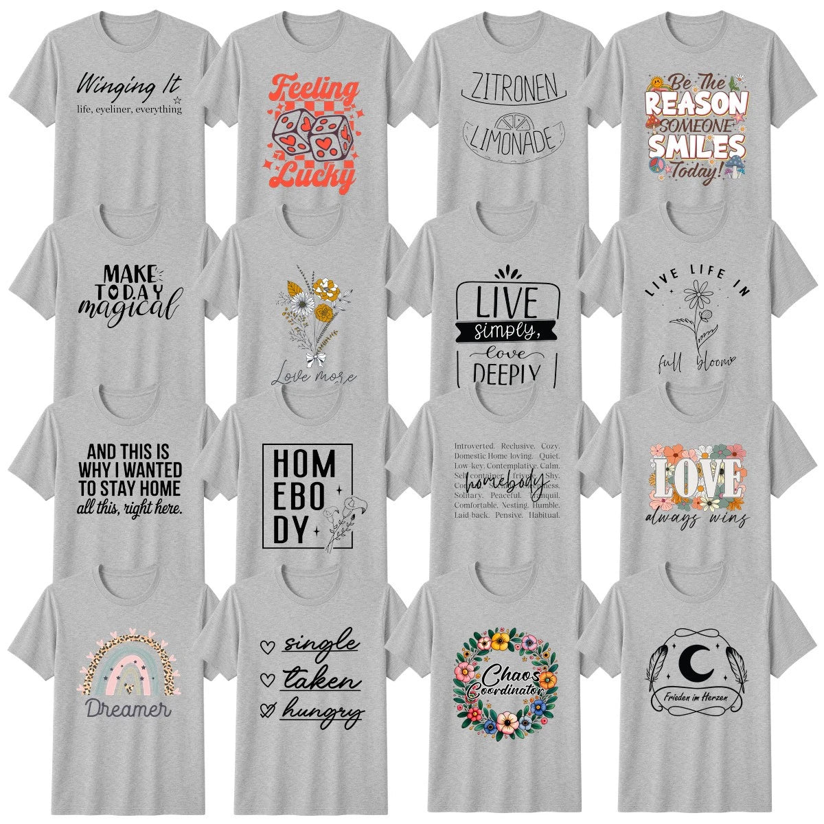 Positive Vibes Floral Abstract Art T-Shirt Positive Vibes Gift