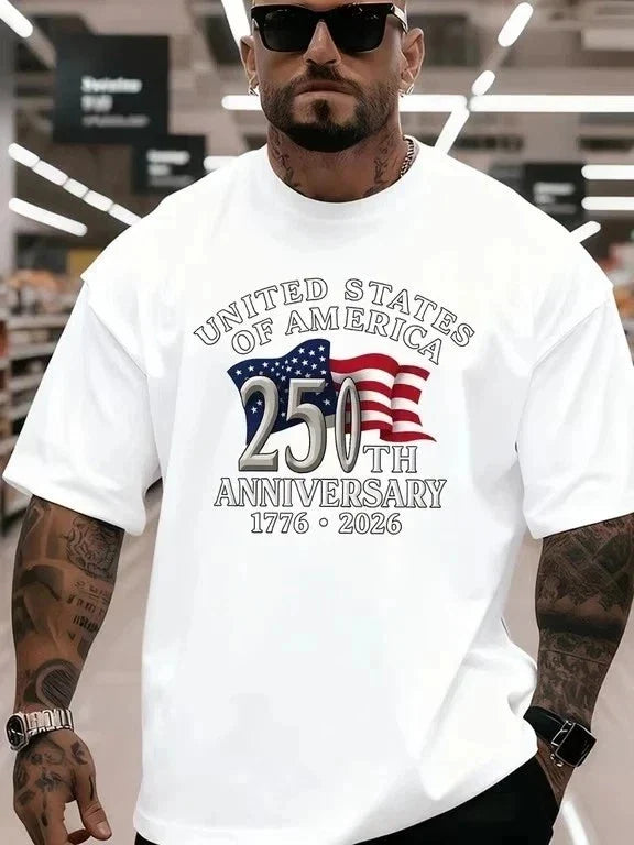 USA 250th Anniversary 1776-2026 American Flag Patriotic Graphic Tee Unisex