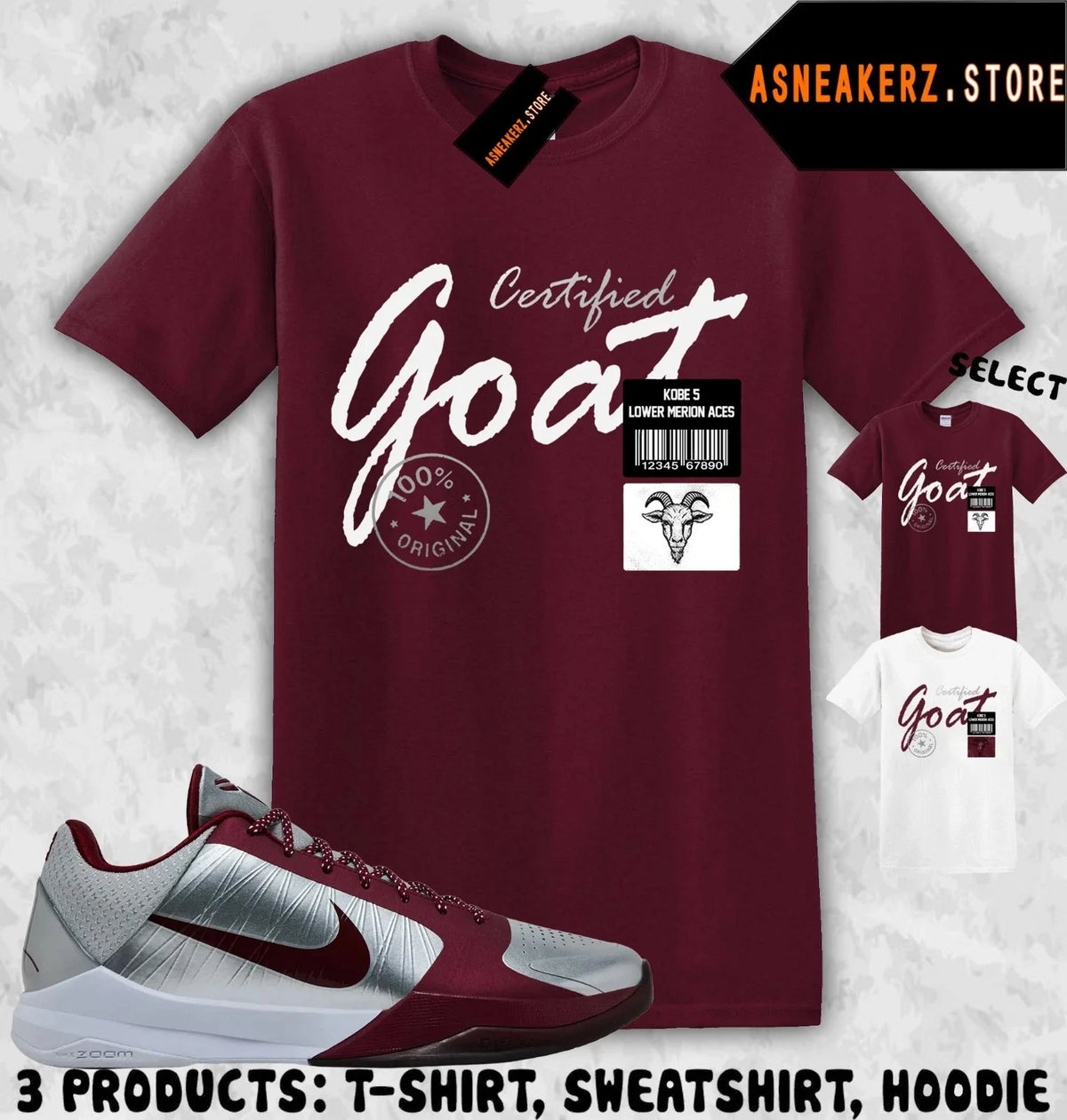 Shirt To Match KB 5 Protro Lower Merion Aces Sneaker Matching Tee Certified Goat Unisex