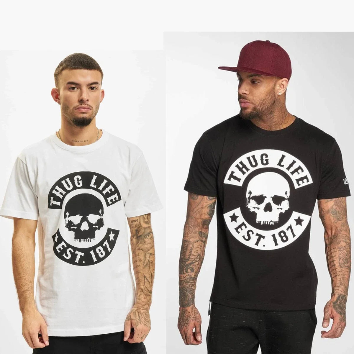Thug Life B.Skull Men's Top Tee Skull Cotton Round Neck Men Unisex