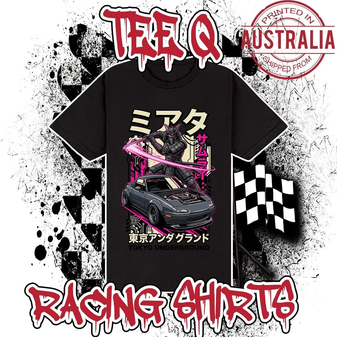 Mazda Miata MX5 Samurai Series JDM ~ Black Gildan Cotton Tee Unisex