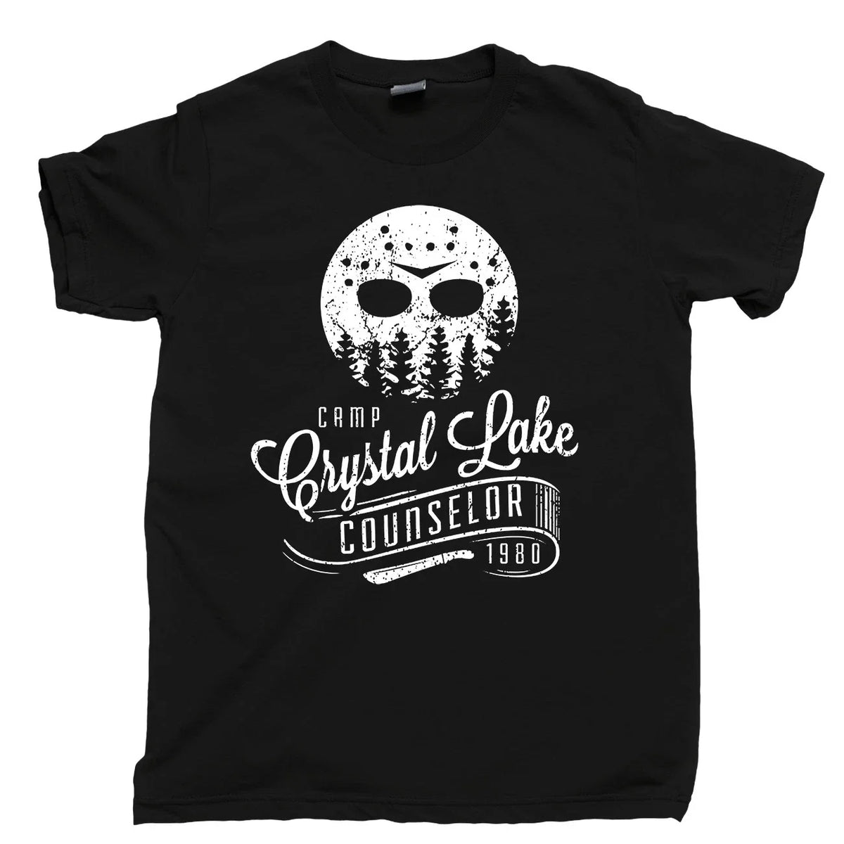 Camp Crystal Lake Counselor T Shirt Jason Hockey Mask TGIF Machete Tee Unisex