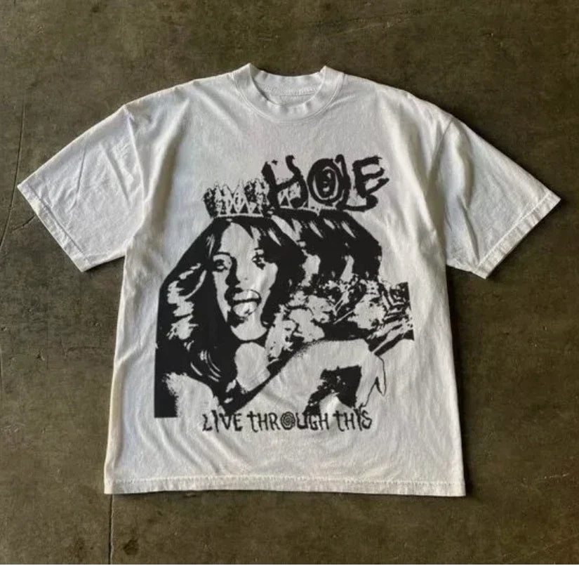 Hole Band Live Through This White T Shirt Full Size S-5XL Unisex