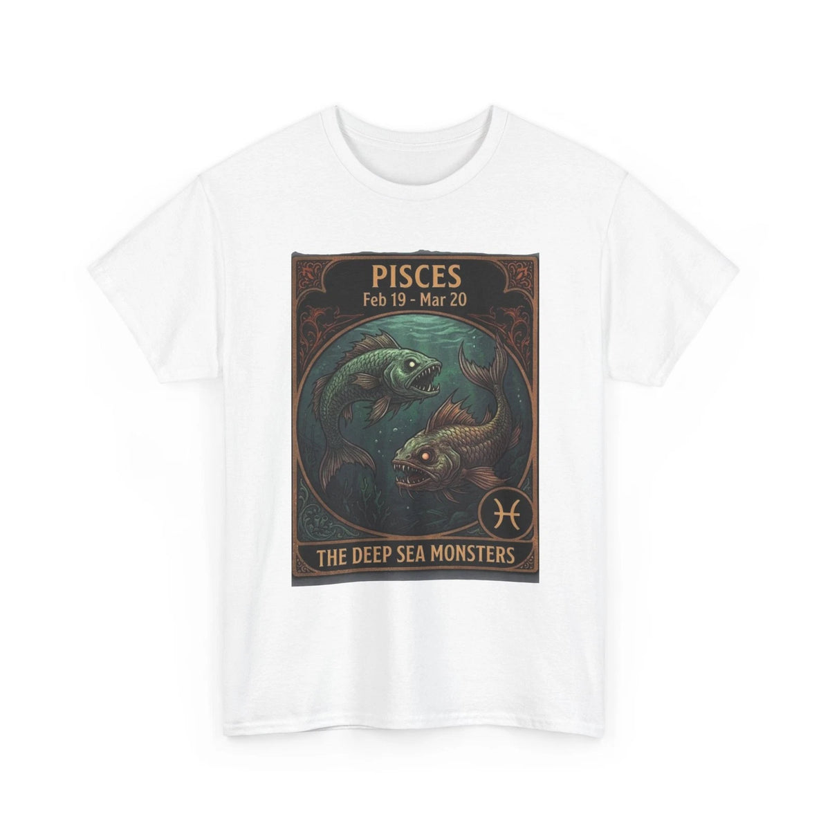 Pisces The Deep Sea Monsters Tee | Halloween Zodiac Astrology Poster Design