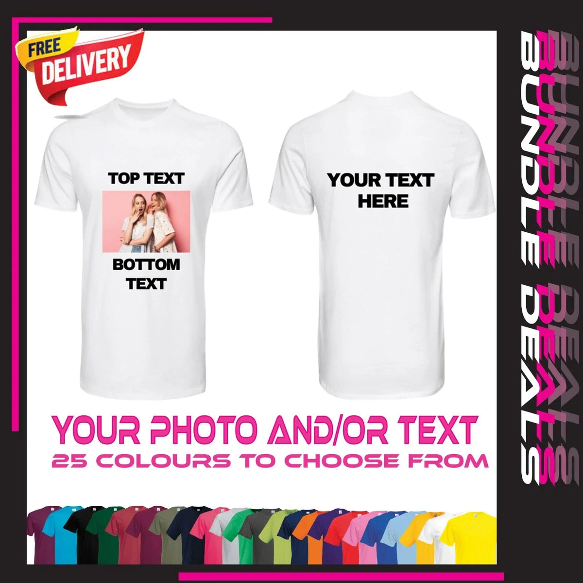 Personalised T Shirt Custom Photo Your Image Text Here Printed Stag do Hen Party Unisex