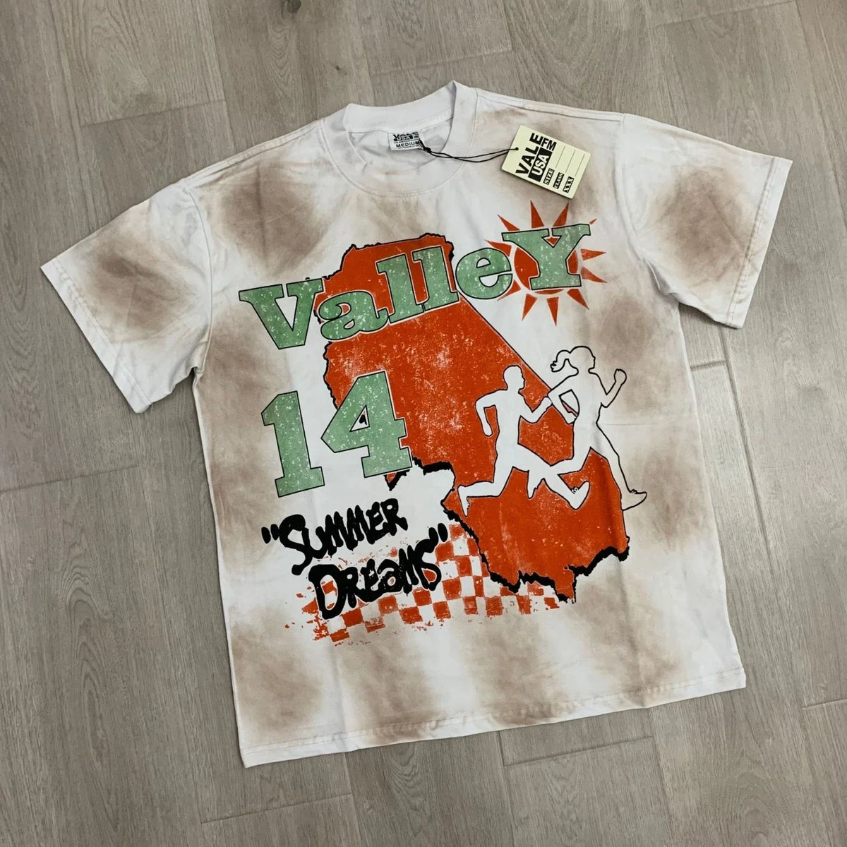 Vale Retro Print Men's and Women's Loose Fit Casual Washed Vintage Unisex