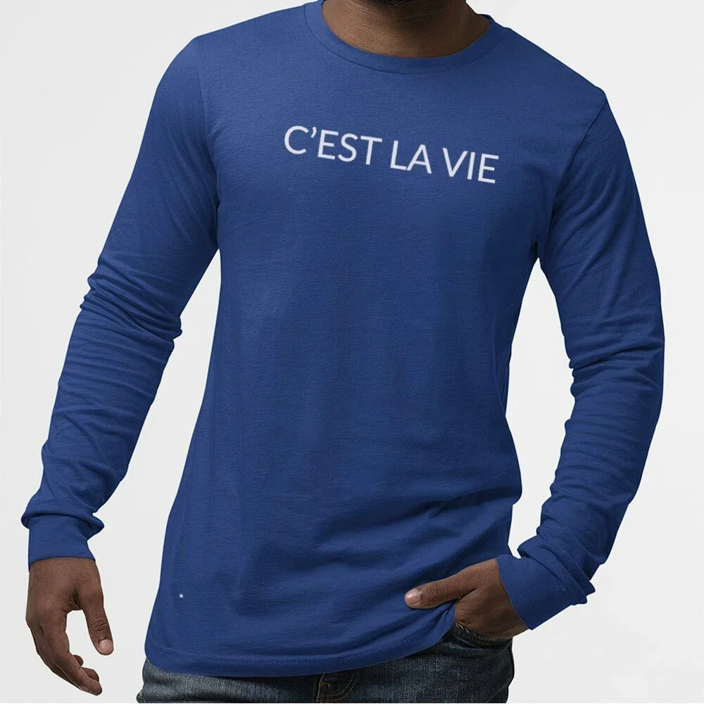 C'EST LA VIE UnisexTshirtLongSleeve-Simple Minimal Printed One Liner Unisex