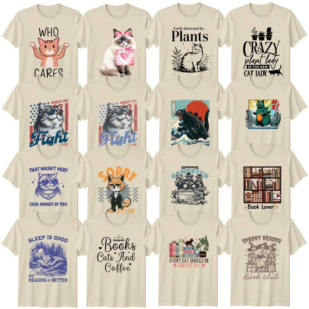 Funny Cat Lover Adult T-Shirt Bookworm Reading Birthday Gift