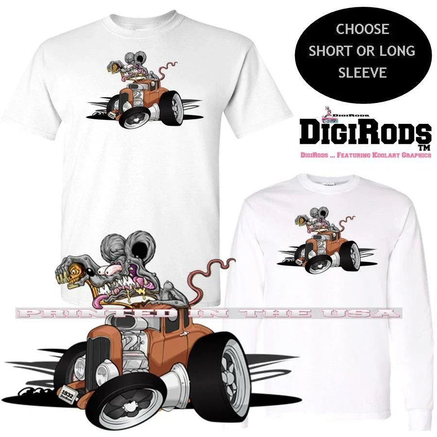 Digirods Rat Rod Racer Vintage Ford 1932 Custom Hot Rod Cartoon Car T Shirt Unisex