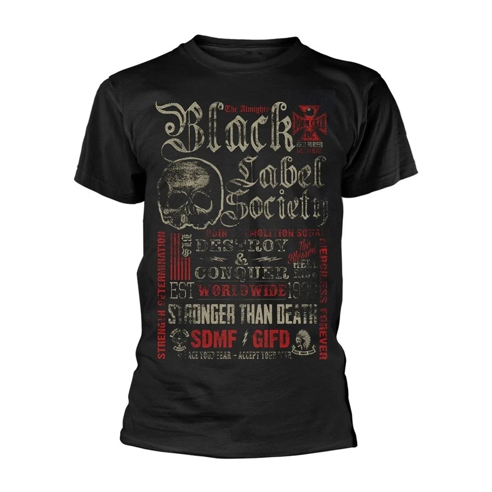 BLACK LABEL SOCIETY - DESTROY & CONQUER BLACK , Front & Back Print Large Unisex