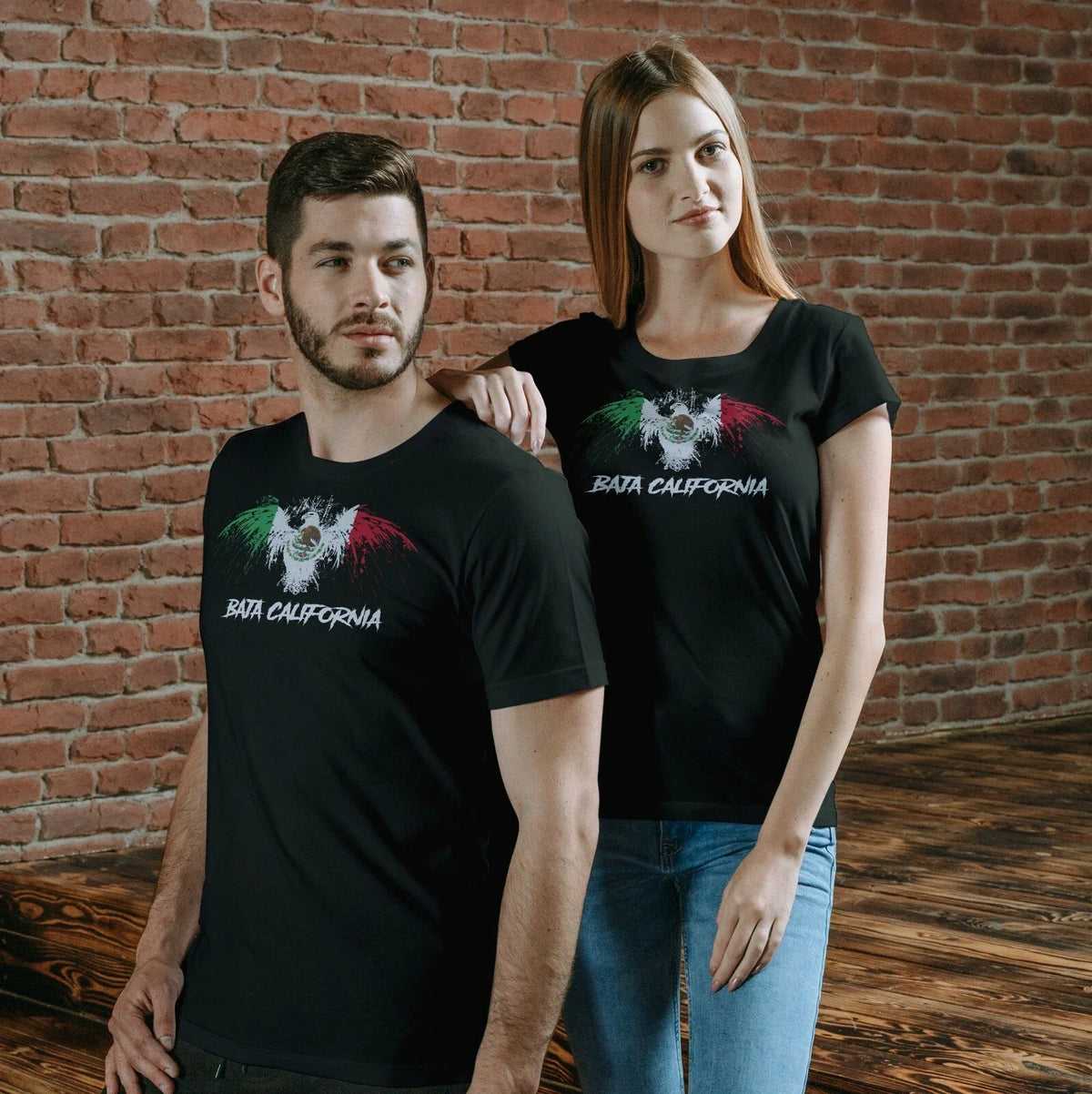 Baja California Mexico Eagle Flag Black playera Black tshirt Unisex