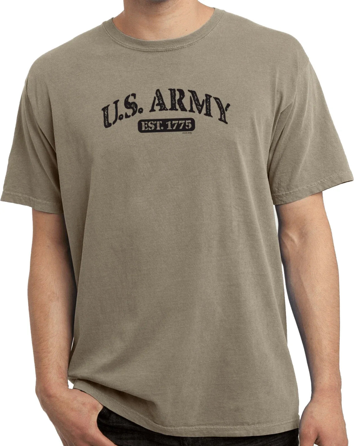 US Army Est 1775 Distressed Print Pigment Dyed Unisex
