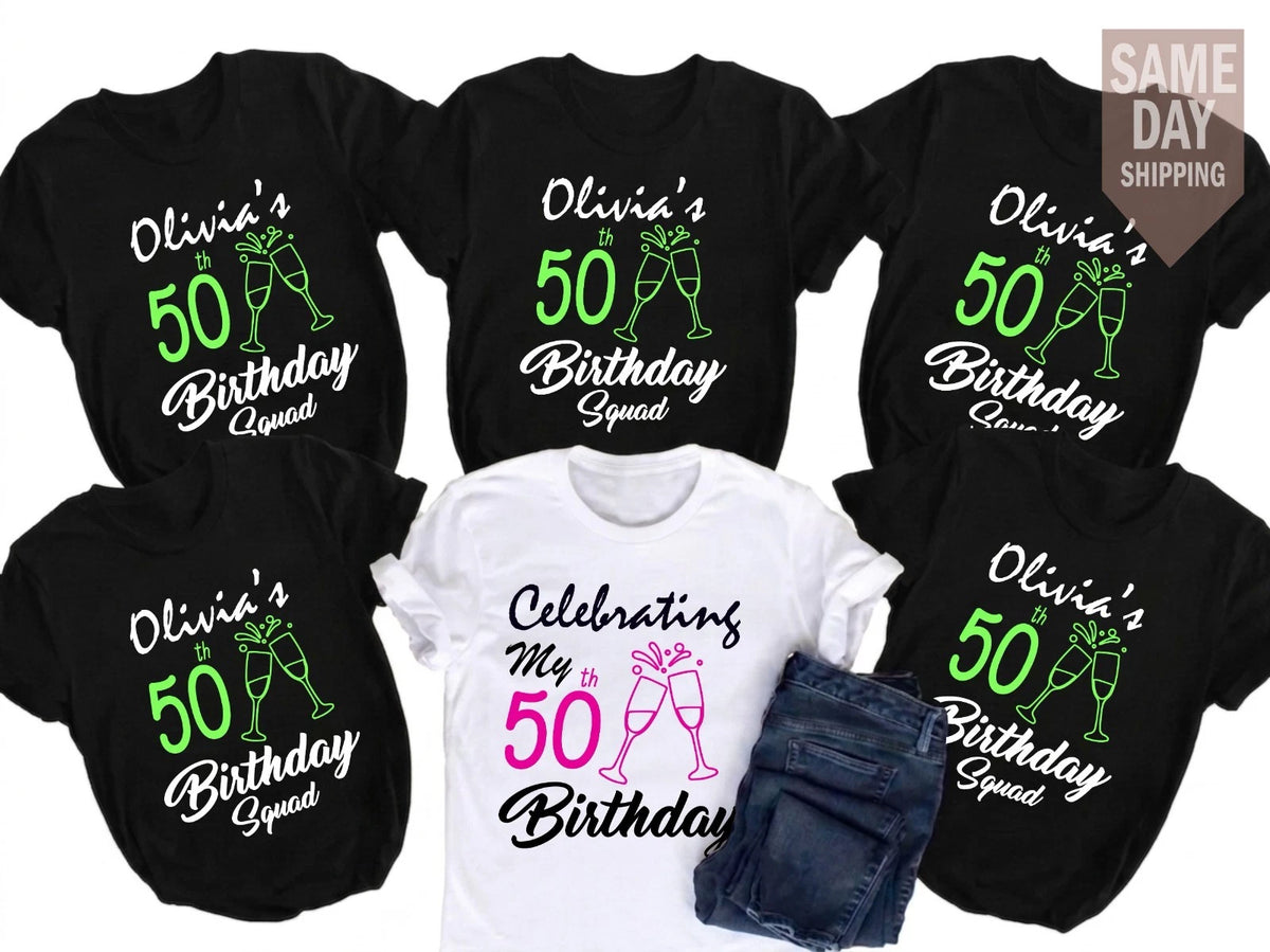 Personalised Year Birthday T‑Shirt – Custom Name for Squad Celebration Gift Tee