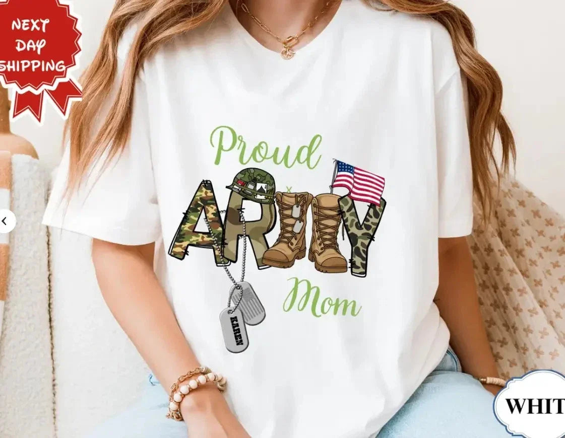 Custom Proud Army Family Mom Dad Brother Shirts, Personalized Army Dad Shirt Unisex