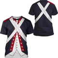 Revolutionary War Uniform Costume 3D Printed Army T Shirt Unisex