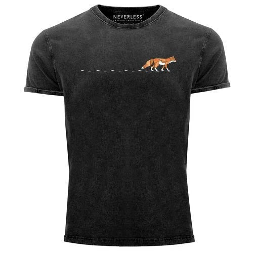Mens Vintage Fox Fox Forest Animal Print Logo Print Badge Fashion Unisex