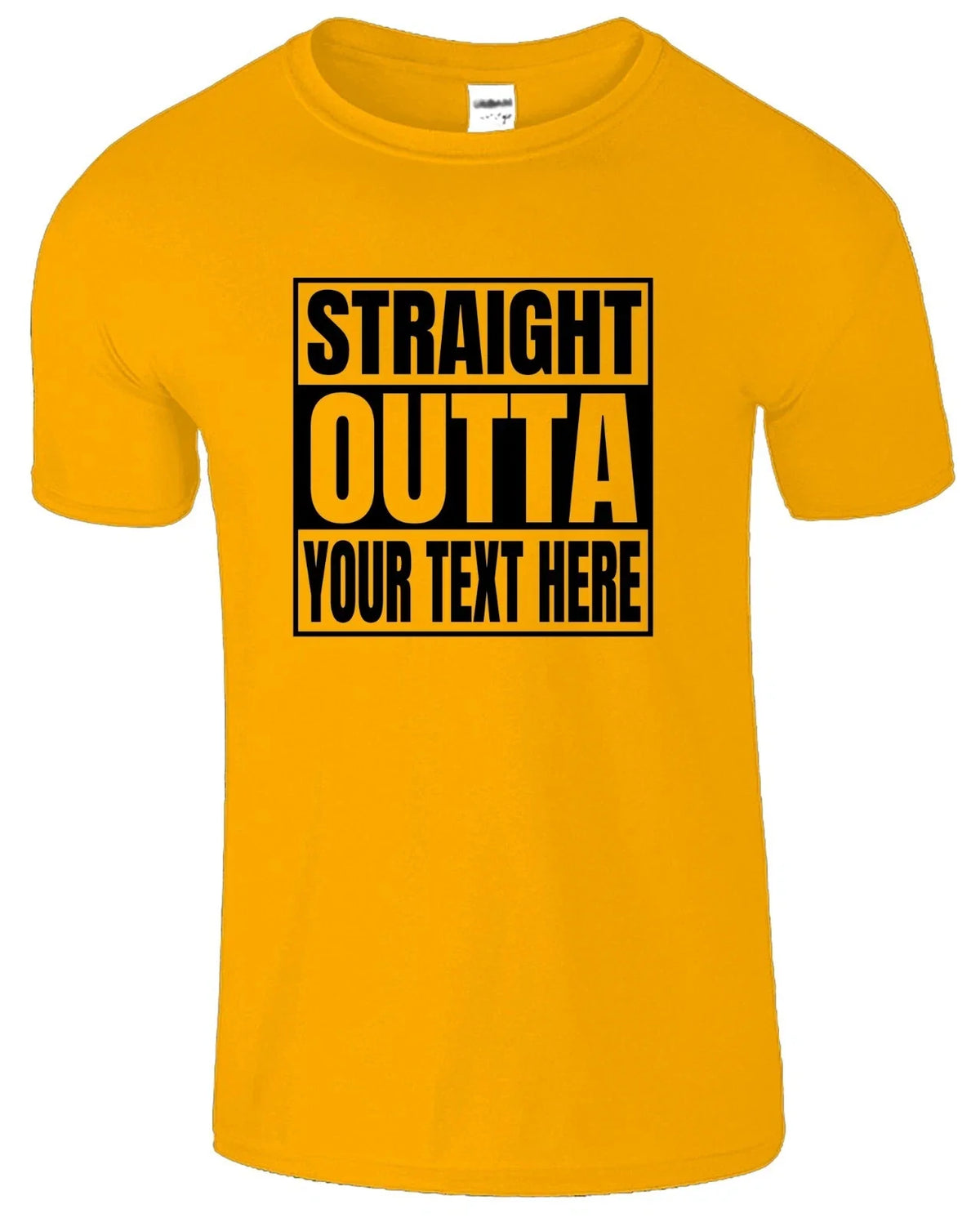 Personalized Straight Outta Custom Text Men's T Shirt Funny USA New Gift Tee Unisex
