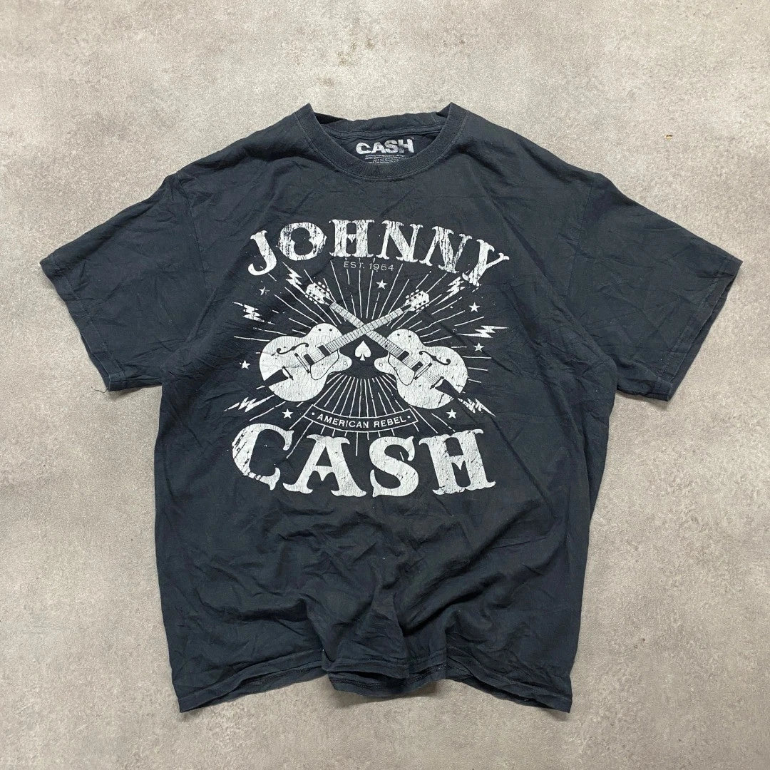 Johnny Cash T-Shirt Mens Medium Country Music American Rebel Graphic Tee, Black