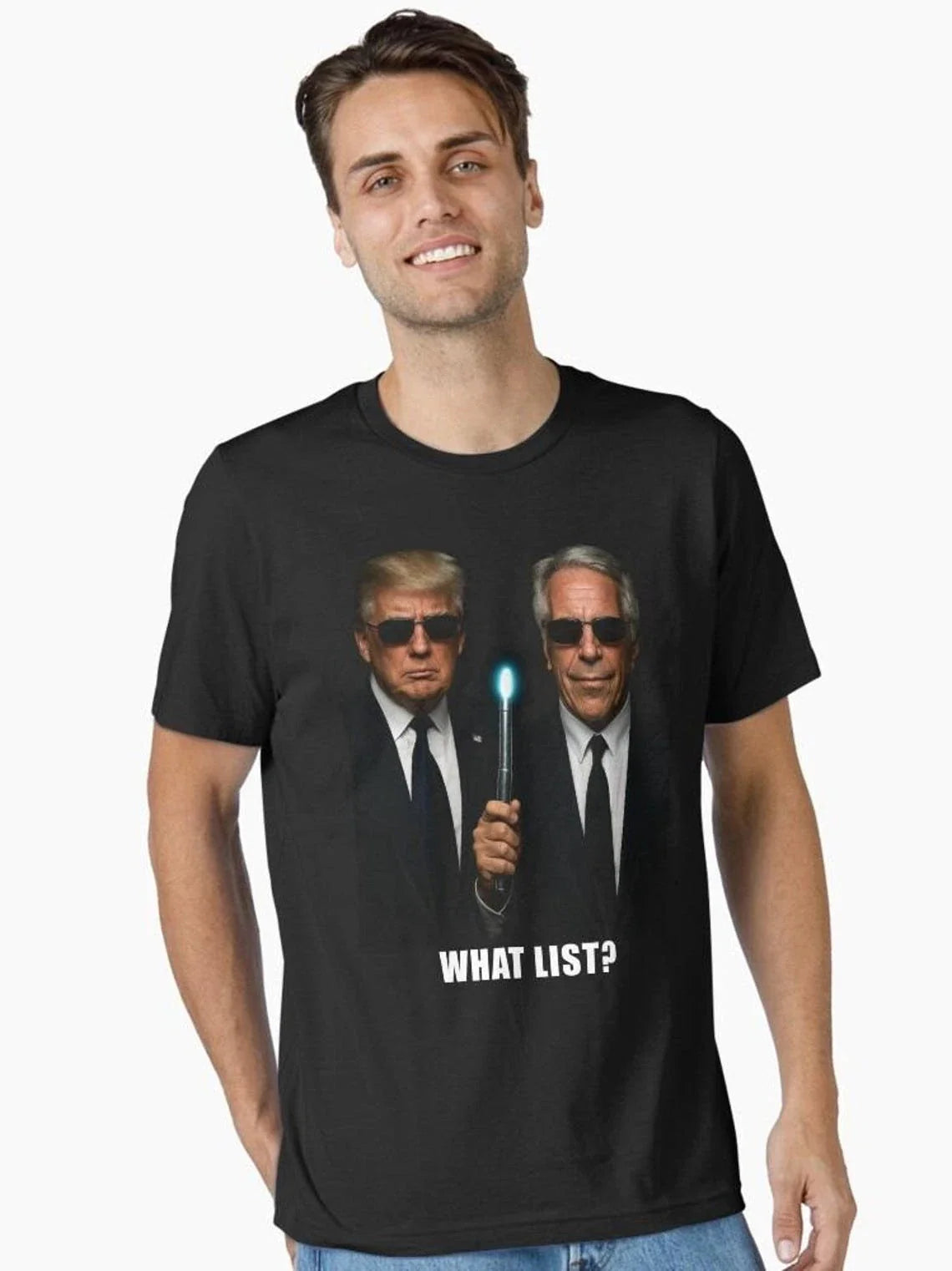 Men in Black What List Parody Graphic Black T Shirt Unisex