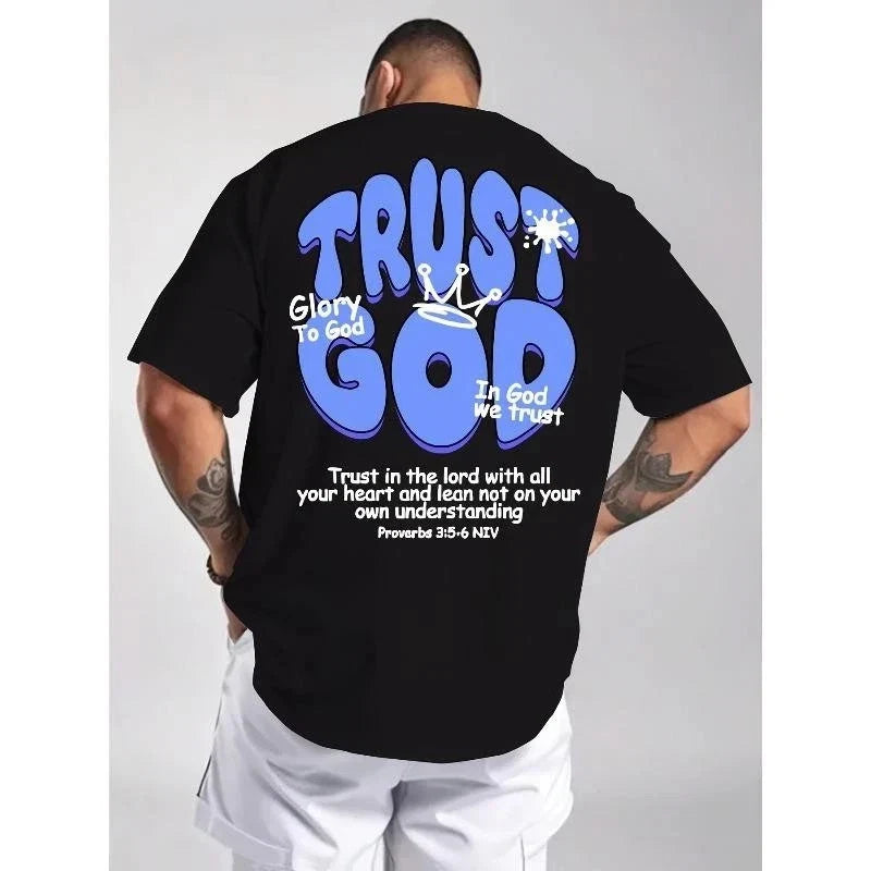 Men's Summer Men's Trust God Christian Graphic Bible Verse Faith Tee Unisex