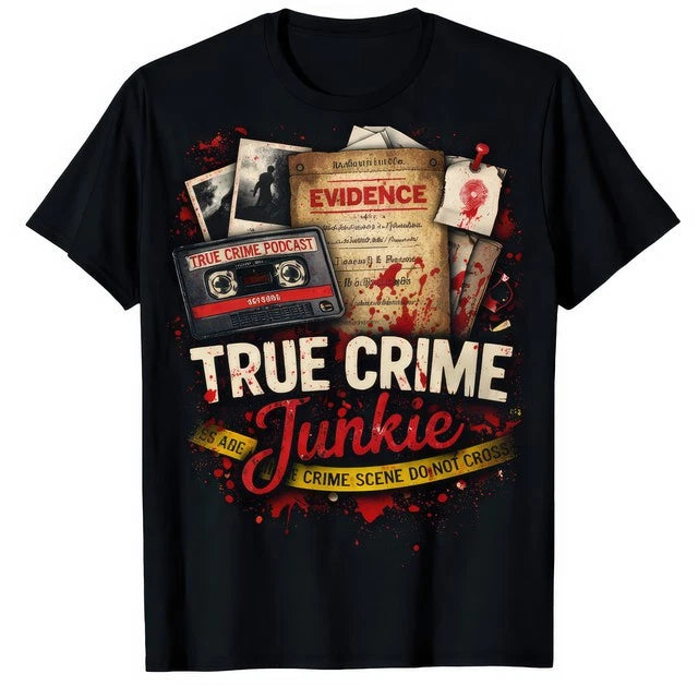 True Crime Junkie Murder Mystery Podcast Graphic T-Shirt