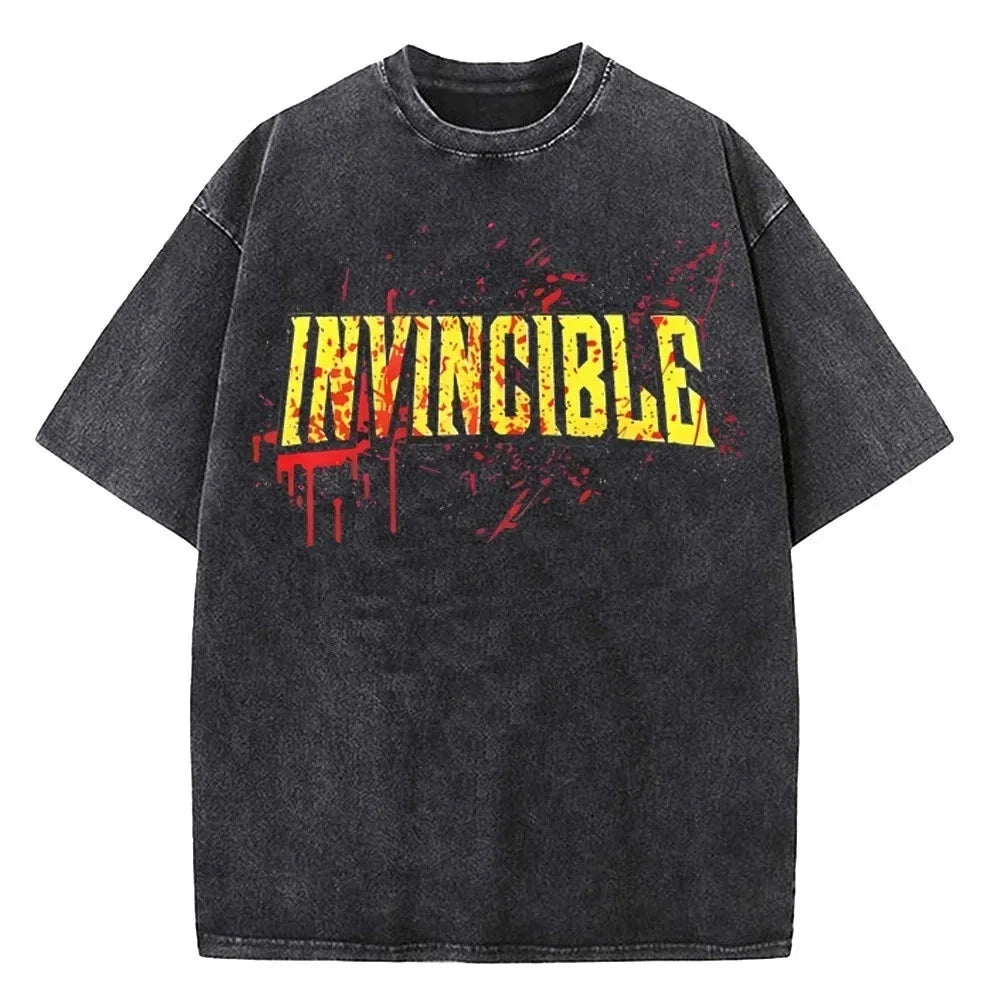 Invincible Comic Cotton Washed Vintage Oversized Graphic Top Unisex