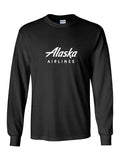 Alaska Airlines Retro White Logo US Aviation Black Long sleeve Unisex