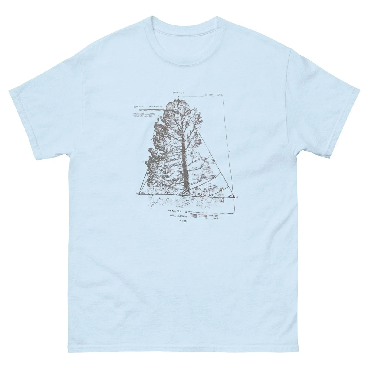 Light blue graphic tee Minimalist tree shirt Sketch art Unisex
